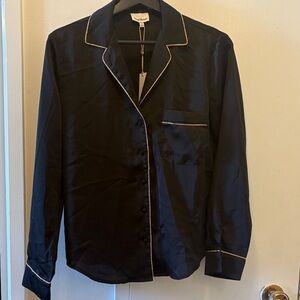 Heartloom Black Satin Shirt with gold Trim